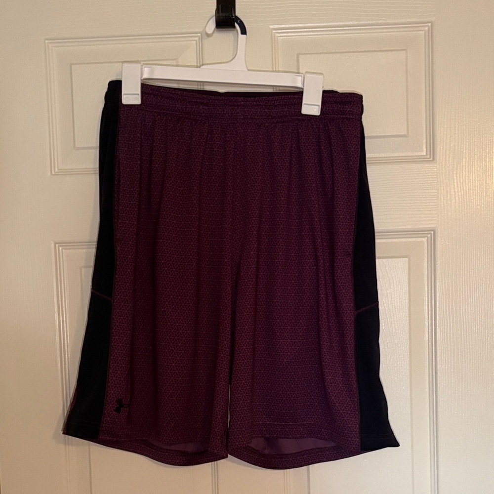 Under Armour Men's Heat Gear Burgundy and Black Athletic Shorts